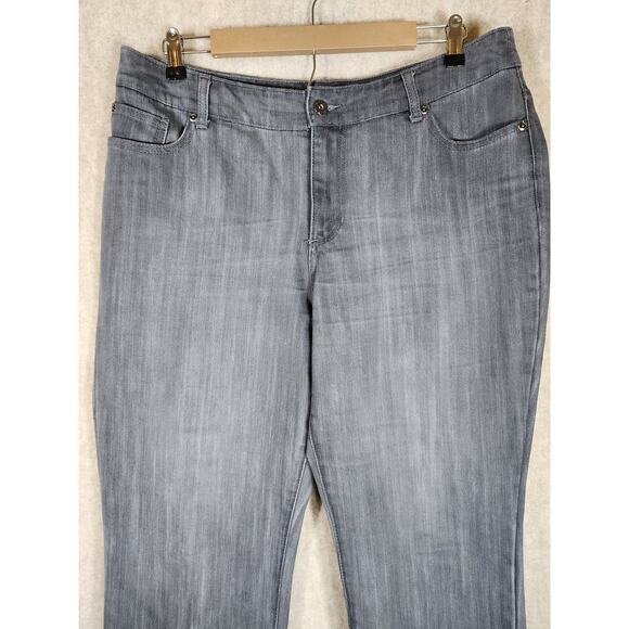 CHICO'S PLATINUM Gray Straight Leg Stretch Utility Denim Jeans SZ 2.5 (US L/14) - Picture 3 of 8